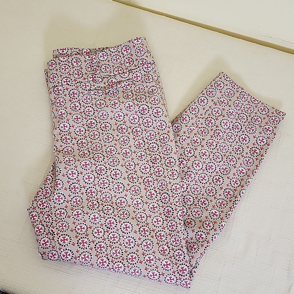Ann Taylor Loft Kaleidoscope Print Marisa Riviera Pants, Straight Cropped Leg